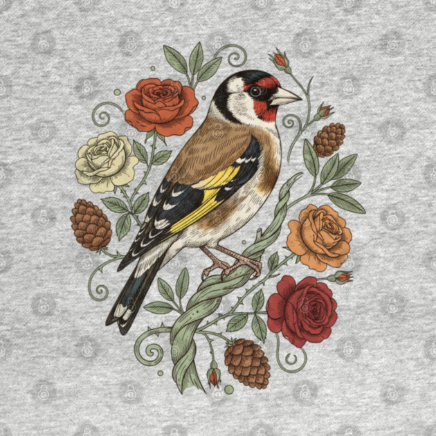 Botanical European Goldfinch by BirdsnStuff
