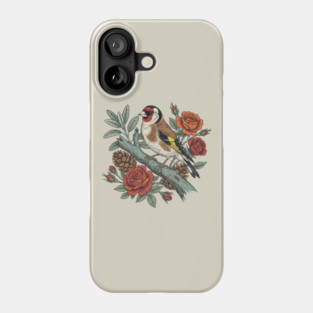 Botanical European Goldfinch Bird Art Phone Case