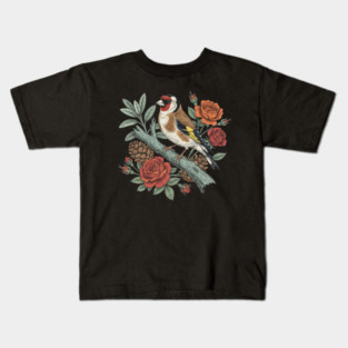 Botanical European Goldfinch Bird Art Kids T-Shirt