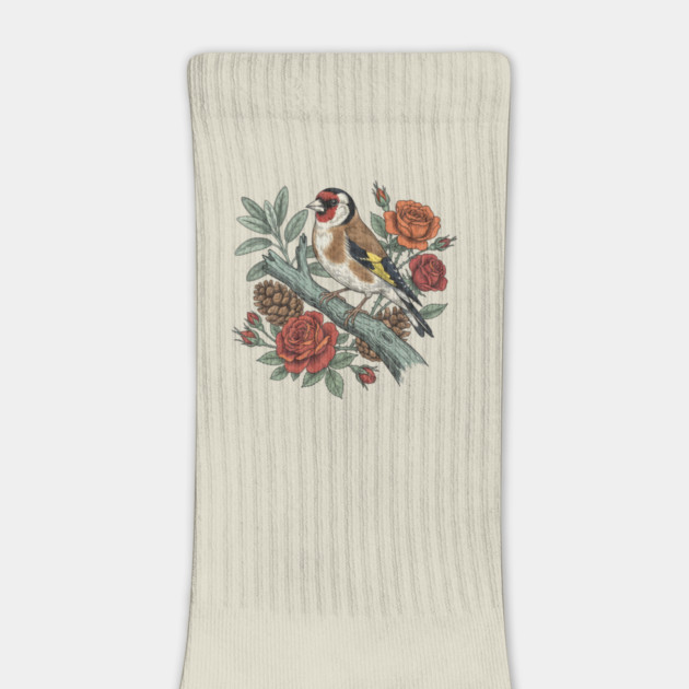 Botanical European Goldfinch Bird Art by BirdsnStuff