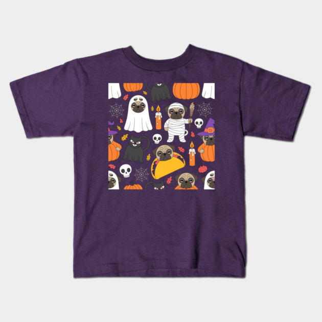 Halloween-Pug Kids T-Shirt by Creatifly Graphic Tees