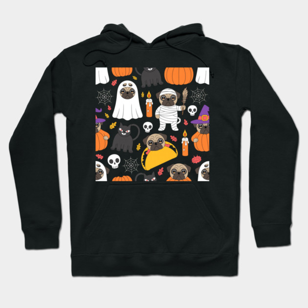 Halloween-Pug Hoodie by Creatifly Graphic Tees