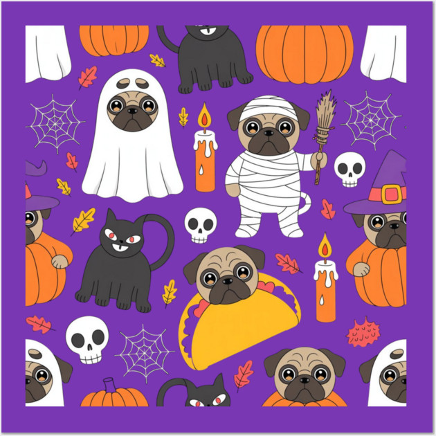 Halloween-Pug Wall Art by Creatifly Graphic Tees