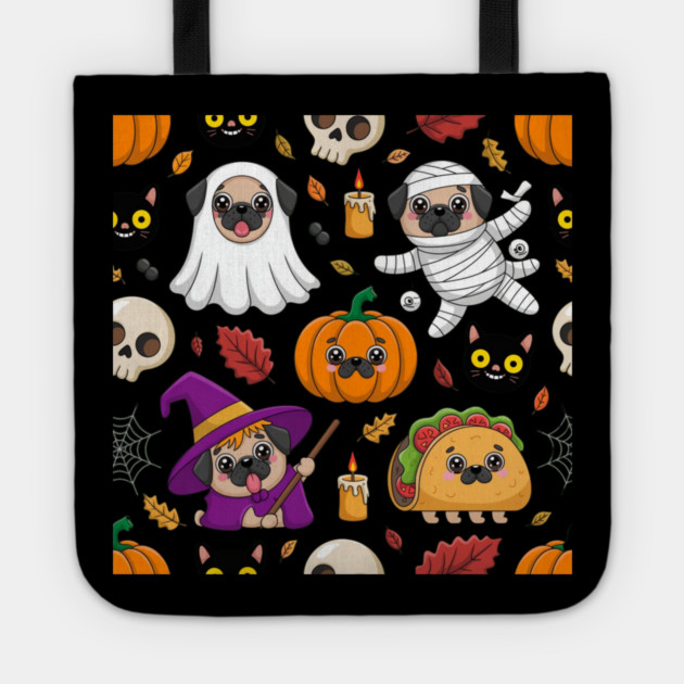Halloween-Pug Tote by Creatifly Graphic Tees