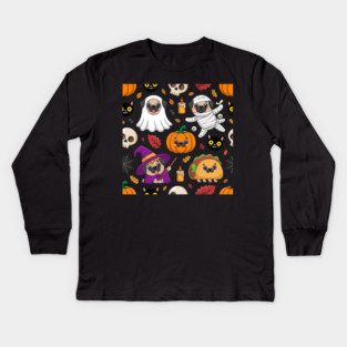 Halloween-Pug Kids Long Sleeve T-Shirt