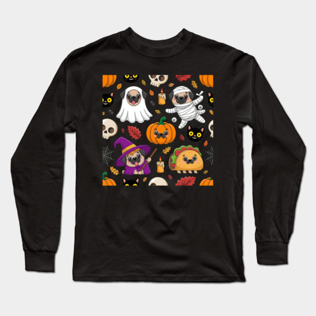Halloween-Pug Long Sleeve T-Shirt by Creatifly Graphic Tees
