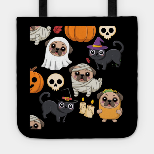 Halloween-Pug Tote by Creatifly Graphic Tees