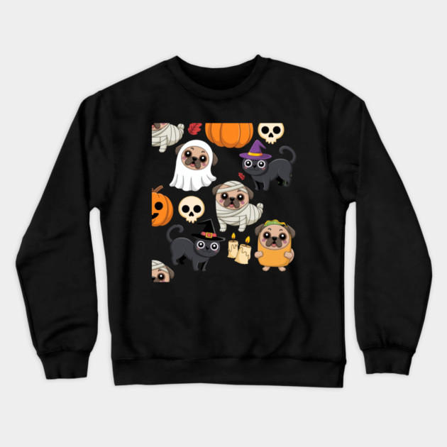 Halloween-Pug Crewneck Sweatshirt by Creatifly Graphic Tees