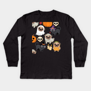 Halloween-Pug Kids Long Sleeve T-Shirt