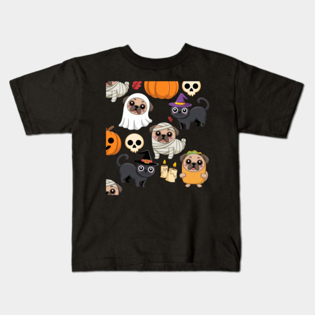 Halloween-Pug Kids T-Shirt by Creatifly Graphic Tees