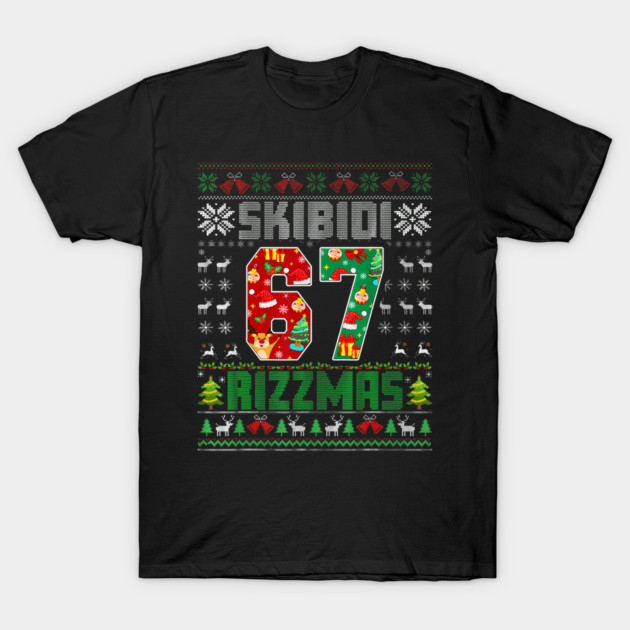Skibidi Six Seven Rizzmas Funny Christmas 2025 Meme 67 T-Shirt by Dynosea