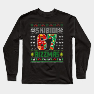 Skibidi Six Seven Rizzmas Funny Christmas 2025 Meme 67 Long Sleeve T-Shirt