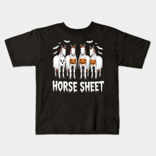 Cute Horse Sheet Ghost Halloween Costume Spooky Season Kids T-Shirt