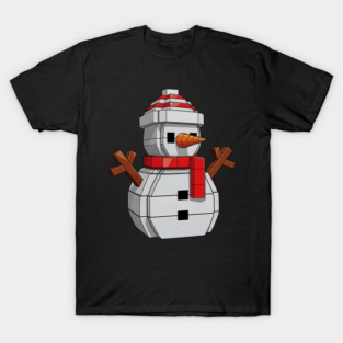Snow Man Block Building Christmas Builder Brick Master Builder T-Shirt