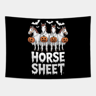 Cute Horse Sheet Ghost Halloween Costume Spooky Season Tapestry
