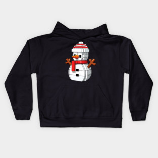 Snow Man Cute Block Building Christmas Builder Brick Master Kids Hoodie