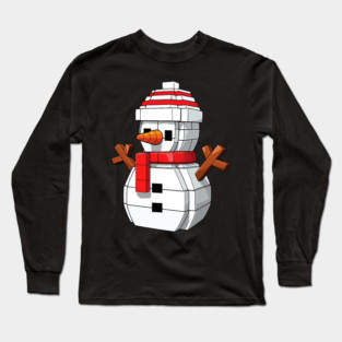 Snow Man Cute Block Building Christmas Builder Brick Master Long Sleeve T-Shirt