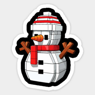 Snow Man Cute Block Building Christmas Builder Brick Master Sticker