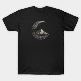 Cosmic Moon - Forest, Mountain and Stars T-Shirt