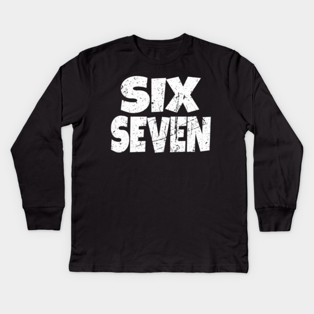 Six Seven Meme Tee - Funny Gen Alpha Slang Shirt Kids Long Sleeve T-Shirt by OUTFITPAW