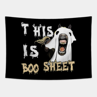 This Is Boo Sheet Funny Halloween Horse Ghost T-Shirt Tapestry
