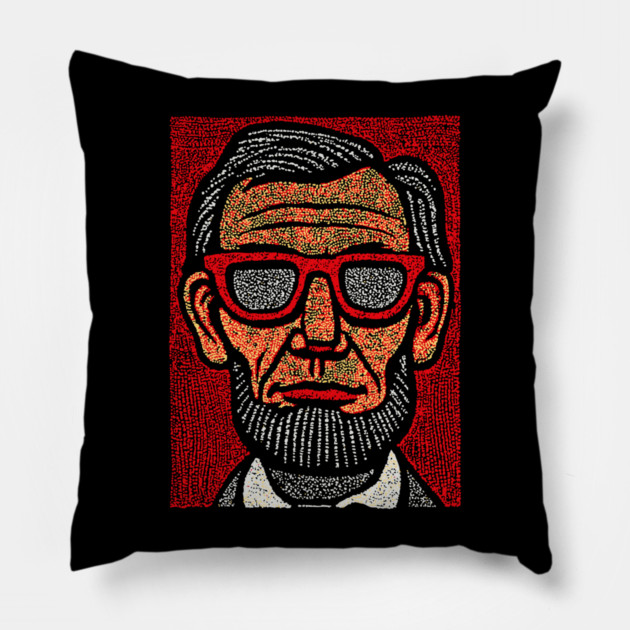 Honest Abe Pop Art - Lincoln Linocut Portrait Pillow by TuncGK