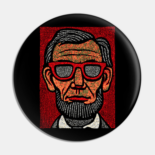 Honest Abe Pop Art - Lincoln Linocut Portrait Pin by TuncGK