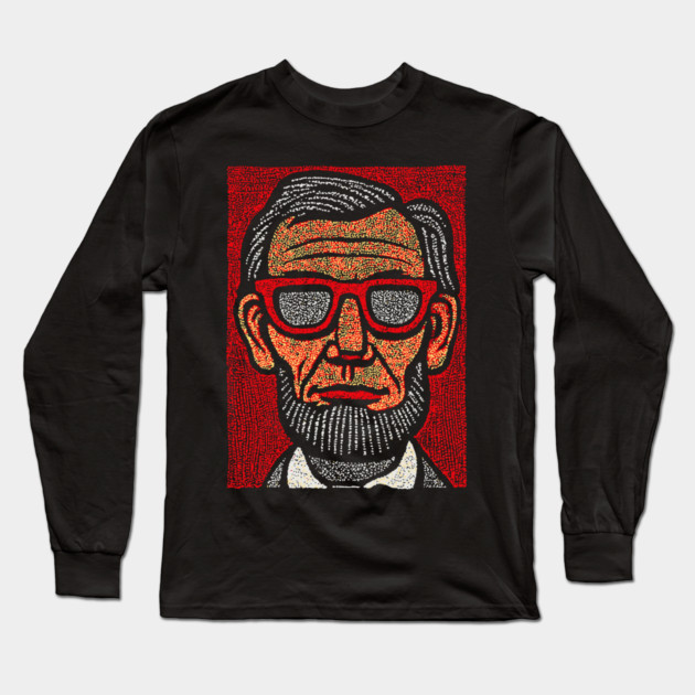 Honest Abe Pop Art - Lincoln Linocut Portrait Long Sleeve T-Shirt by TuncGK