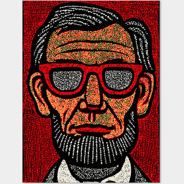 Honest Abe Pop Art - Lincoln Linocut Portrait Wall Art by TuncGK