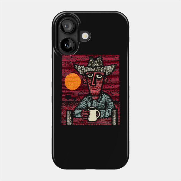Prairie Morning - Folk Art Cowboy Phone Case by TuncGK