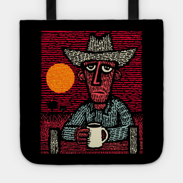 Prairie Morning - Folk Art Cowboy Tote by TuncGK
