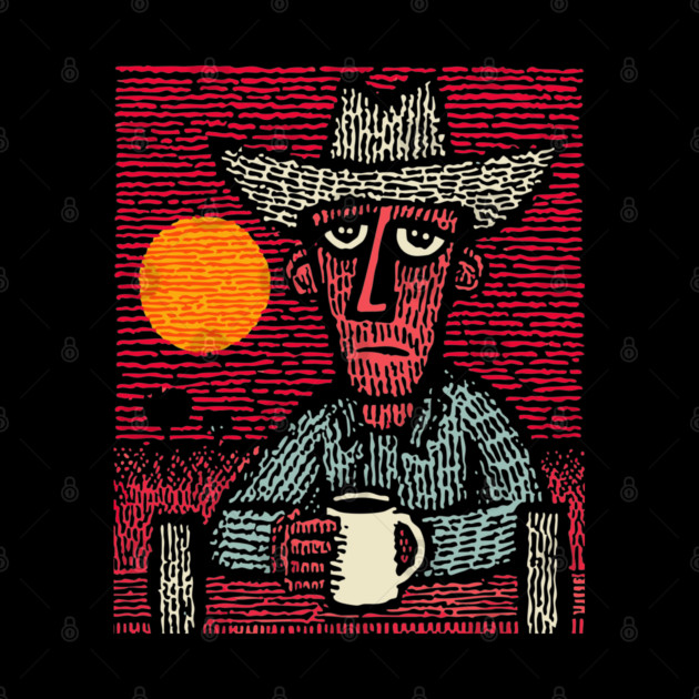 Prairie Morning - Folk Art Cowboy by TuncGK