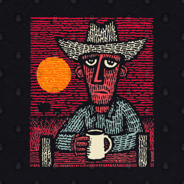 Prairie Morning - Folk Art Cowboy by TuncGK