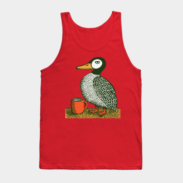 The Distinguished Duck - Woodblock Print Bird Tank Top by TuncGK