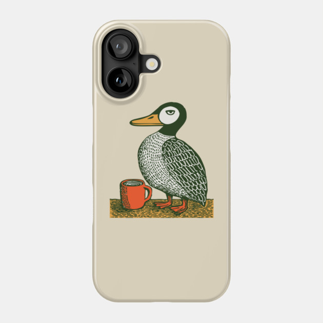 The Distinguished Duck - Woodblock Print Bird Phone Case by TuncGK