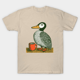 The Distinguished Duck - Woodblock Print Bird T-Shirt
