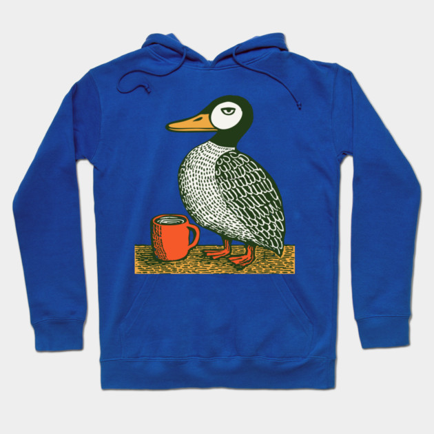 The Distinguished Duck - Woodblock Print Bird Hoodie by TuncGK