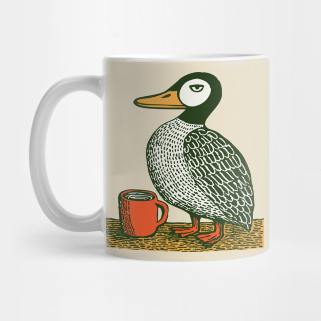 The Distinguished Duck - Woodblock Print Bird by TuncGK