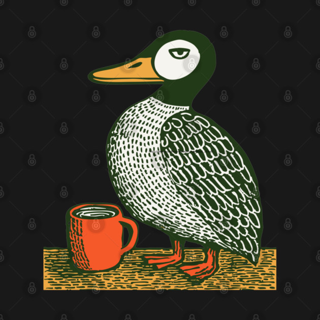 The Distinguished Duck - Woodblock Print Bird by TuncGK