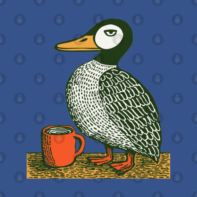 The Distinguished Duck - Woodblock Print Bird by TuncGK