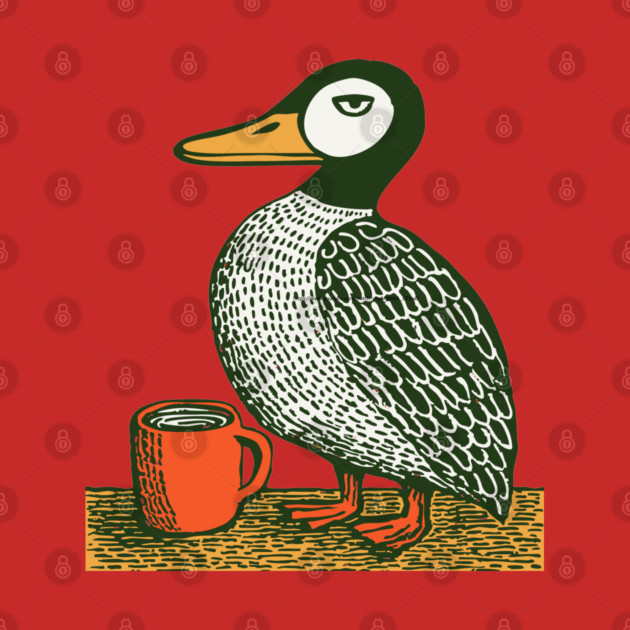 The Distinguished Duck - Woodblock Print Bird by TuncGK