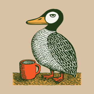 The Distinguished Duck - Woodblock Print Bird T-Shirt