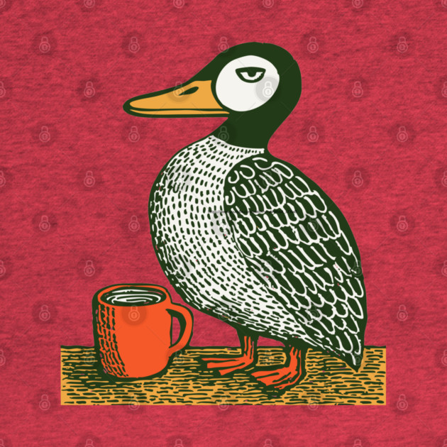 The Distinguished Duck - Woodblock Print Bird by TuncGK