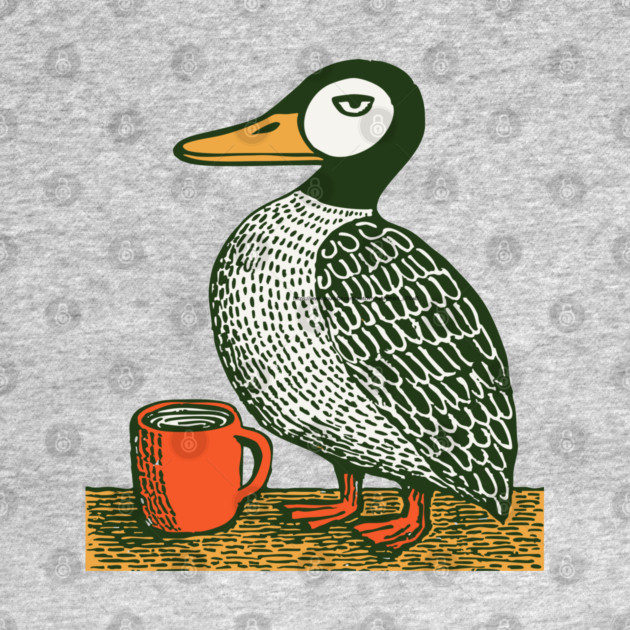 The Distinguished Duck - Woodblock Print Bird by TuncGK