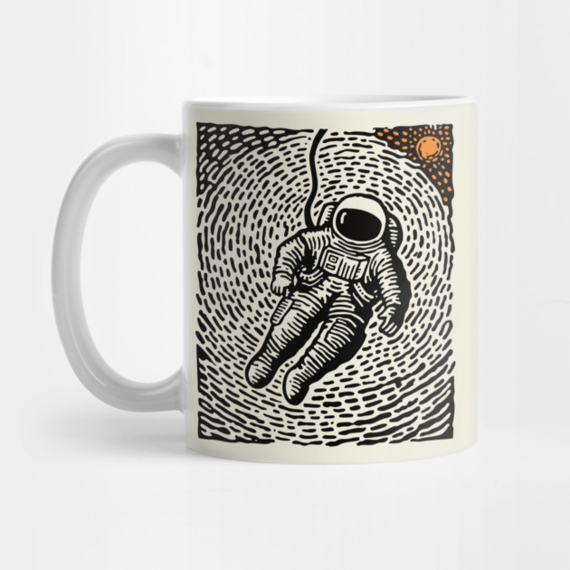 Cosmic Drift - Woodcut Astronaut in Space by TuncGK