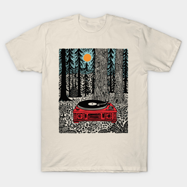 Woodland Vinyl - Turntable in the Forest T-Shirt by TuncGK
