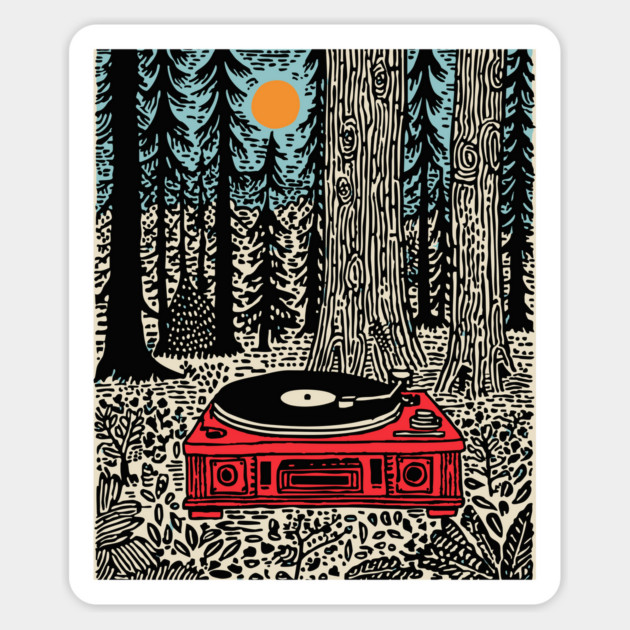Woodland Vinyl - Turntable in the Forest Magnet by TuncGK