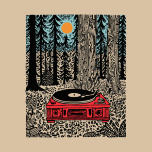 Woodland Vinyl - Turntable in the Forest T-Shirt