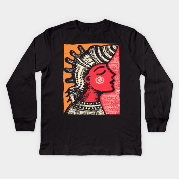 Queen of the Tides - Abstract Ocean Goddess Kids Long Sleeve T-Shirt by TuncGK