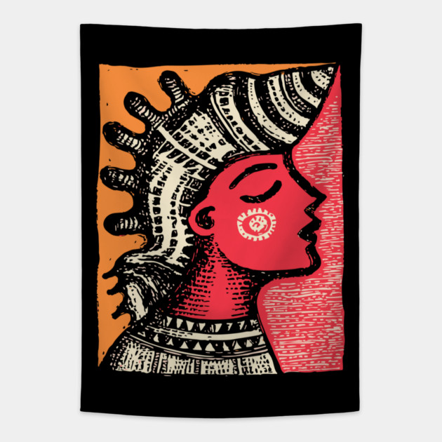 Queen of the Tides - Abstract Ocean Goddess Tapestry by TuncGK